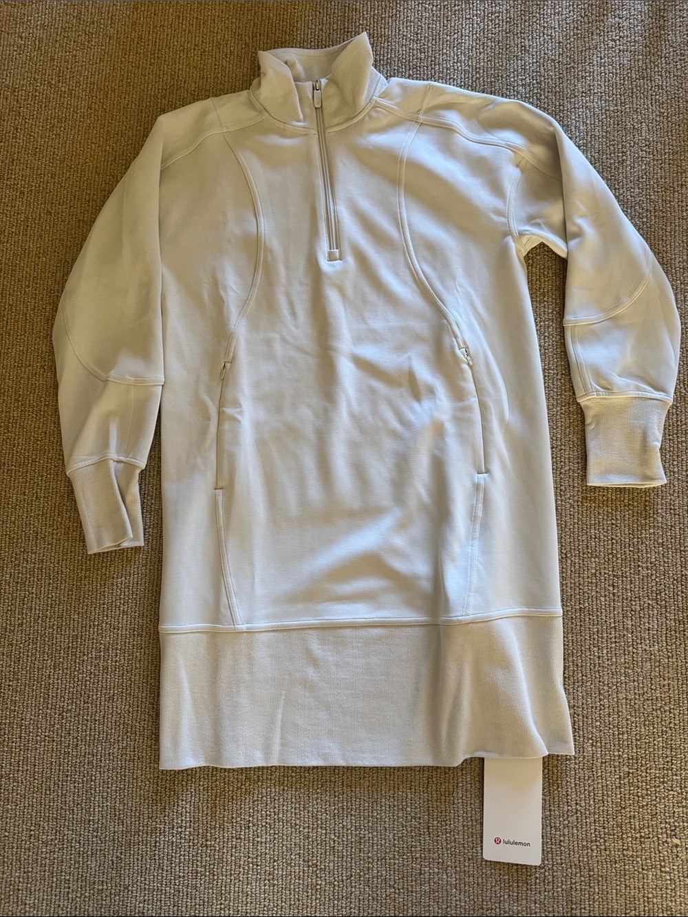 lululemom softstreme long-sleeve half zip dress- BONE